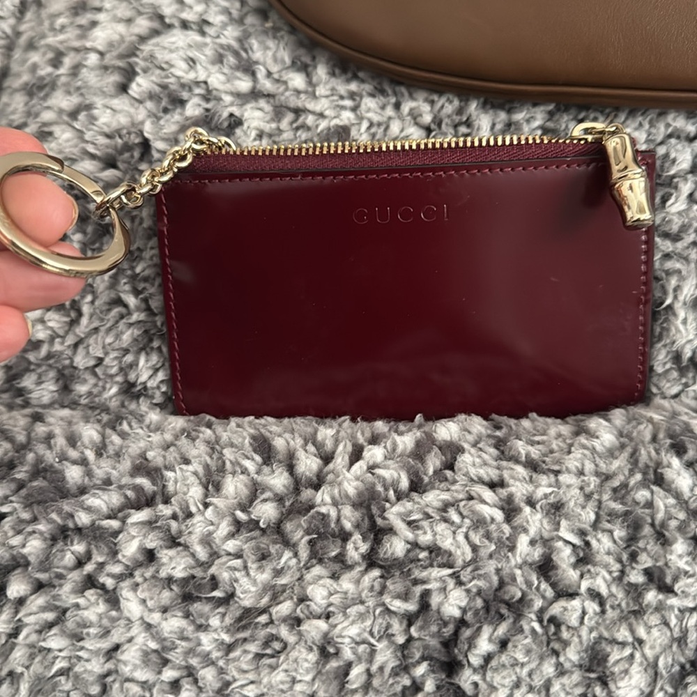 Gucci Patton Deep Red Leather Card and Keyholder w/bamboo - Picture 2 of 5
